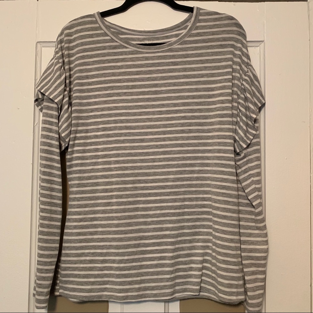 Striped Tee with Arm Ruffles